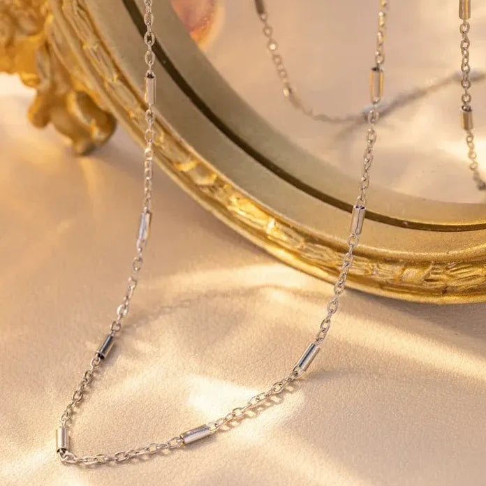 Women’s Stainless Steel Geometric Pendant Necklace Vintage Punk Chain