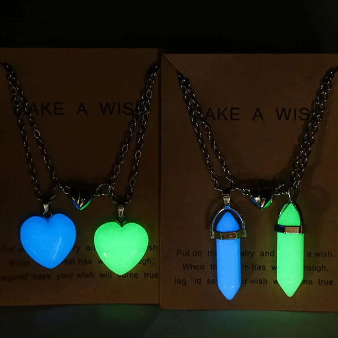2026 Luminous Hexagonal Heart Magnetic Couple Necklace Zinc Alloy Jewelry