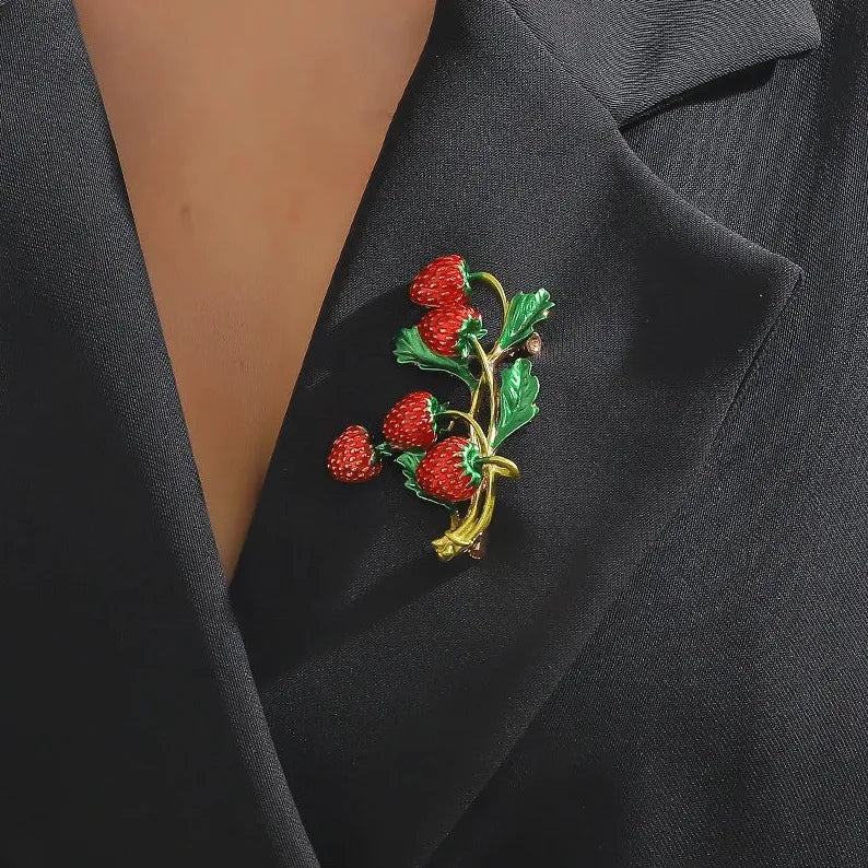 Luxury Strawberry Brooch Classic Holiday Gift for Men & Women