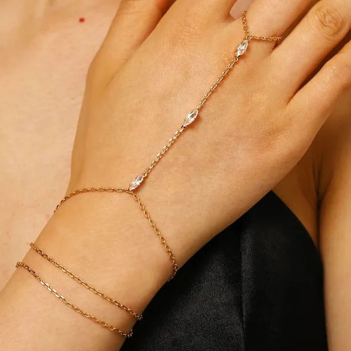 Copper Inlaid Zircon Adjustable Waterdrop Crystal Bracelet for Women Jewelry