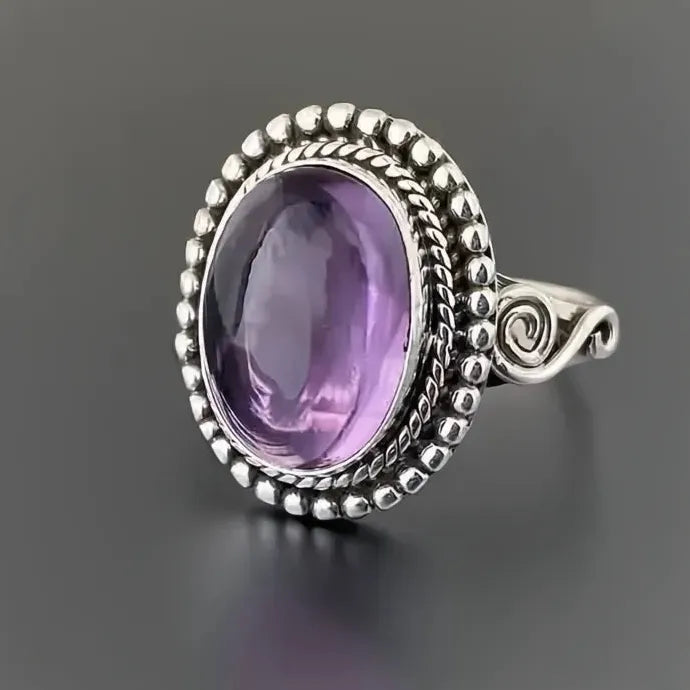 Vintage Silver Brass Engagement Ring for Women with Shining CZ & Geometric Design