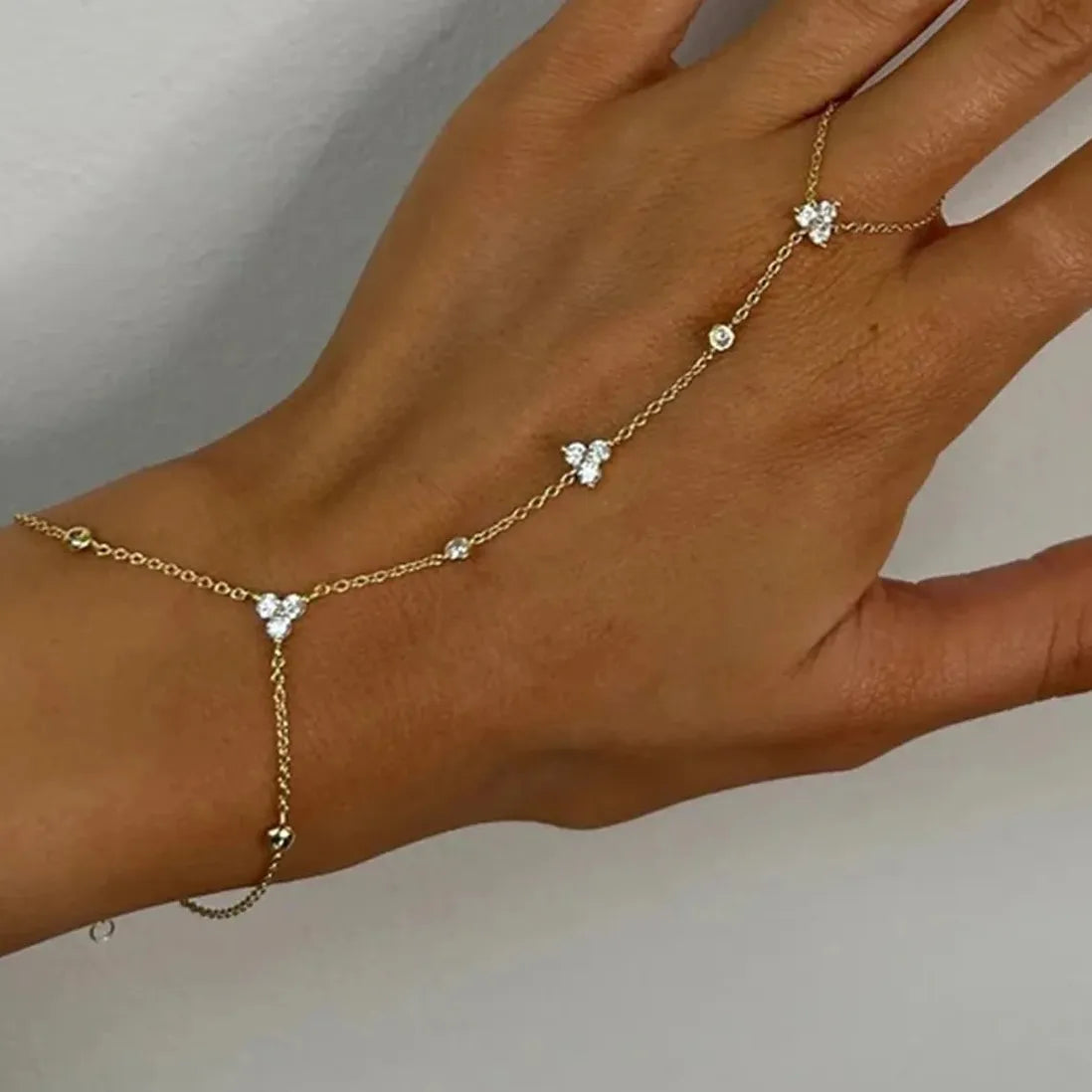 2025 Summer Rhinestone Flower Geometric Crystal Copper Bracelet for Women Jewelry