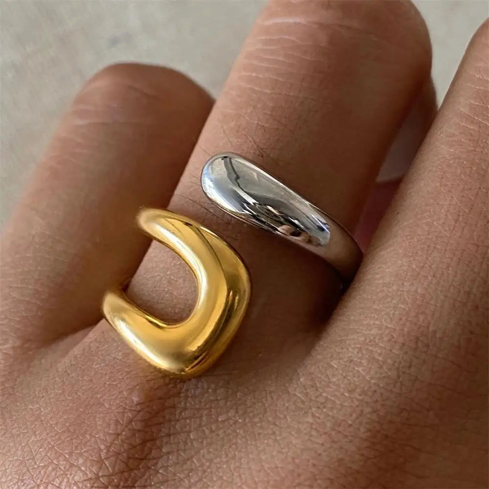 18K Gold Plated Copper Two Toned Cross Ring Waterproof Non-Tarnish Punk Jewelry