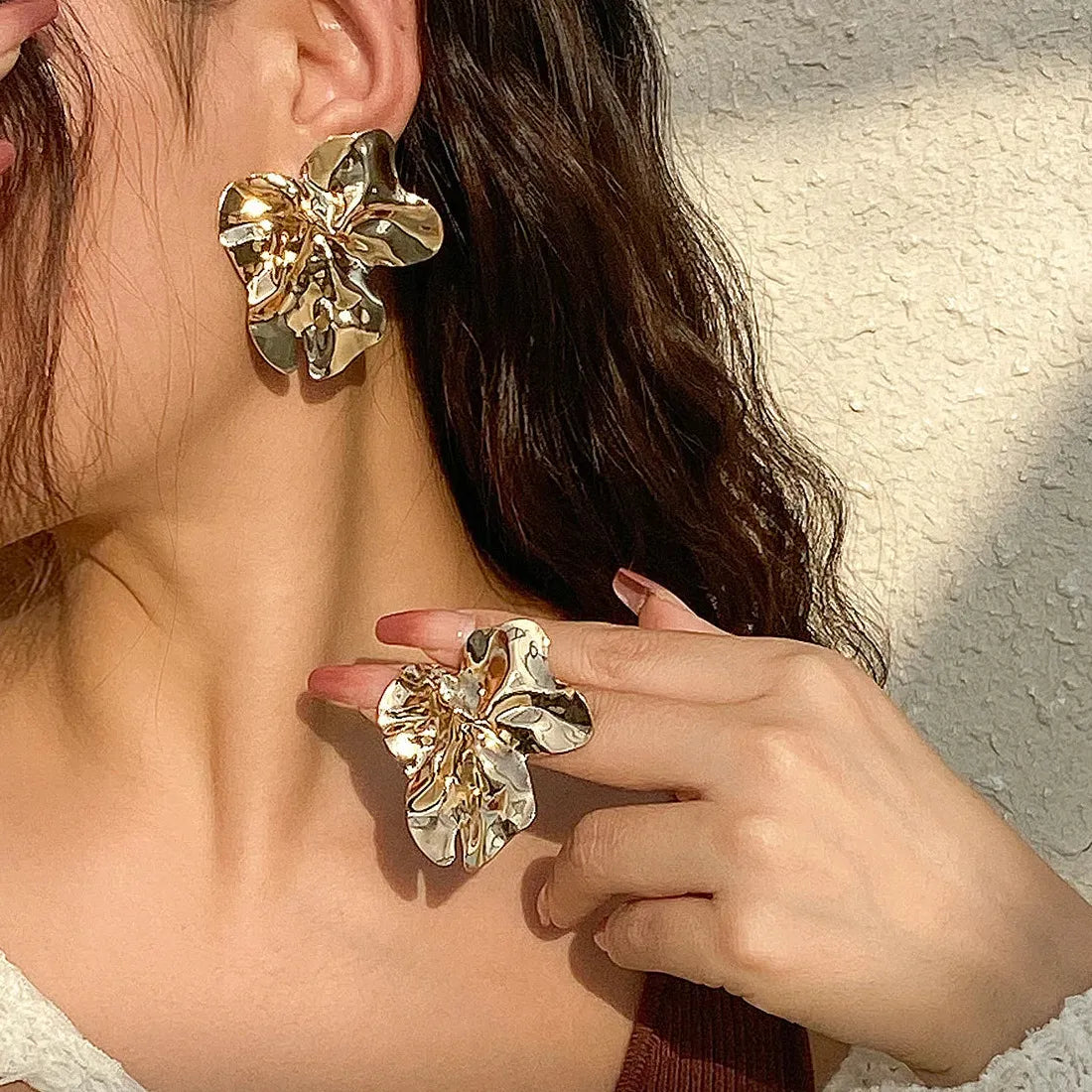 Large Geometric Zinc Alloy Stud Earrings Women Punk Statement Jewelry