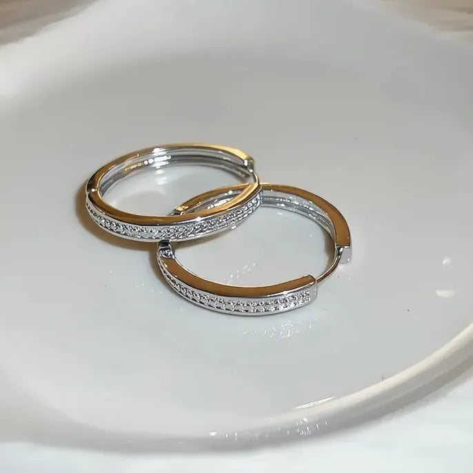 Silver Metal Large Geometric Hoop Earrings for Women Office Jewelry Copper Alloy