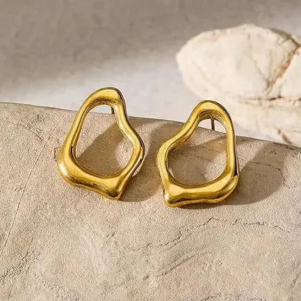 Stainless Steel Skeleton Drop Earrings Women Geometric Hollow Stud Jewelry Chic
