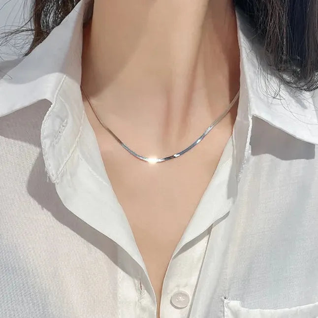 Titanium Steel Baroque Pearl Thin Chain Pendant Necklace for Women