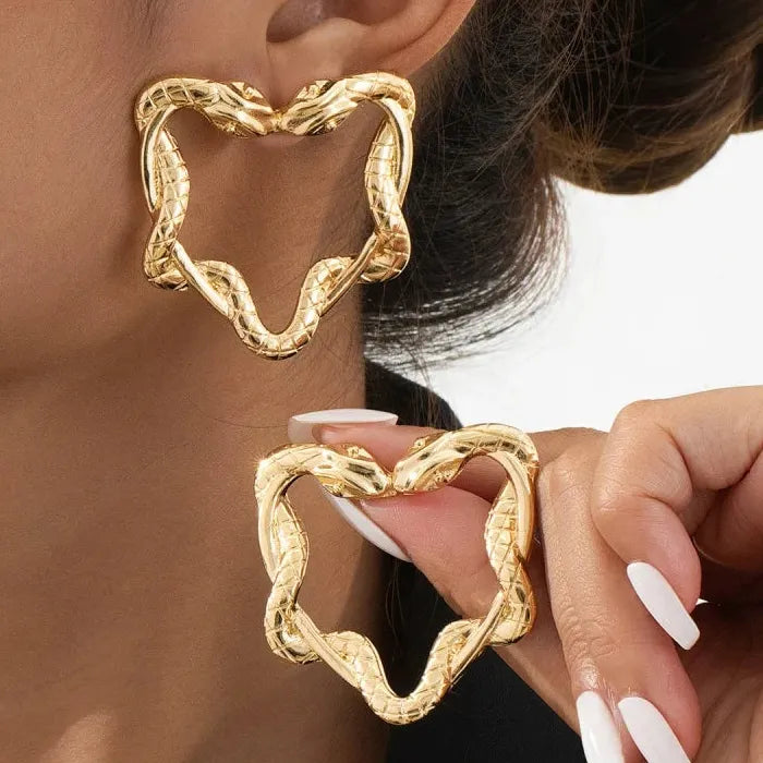 Heart Snake Stud Earrings for Women Zinc Alloy Punk Jewelry Gift 2025