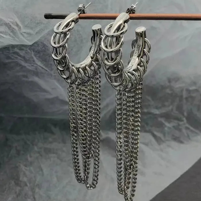 European American Long Fringe Zinc Alloy Earrings for Women Accessories