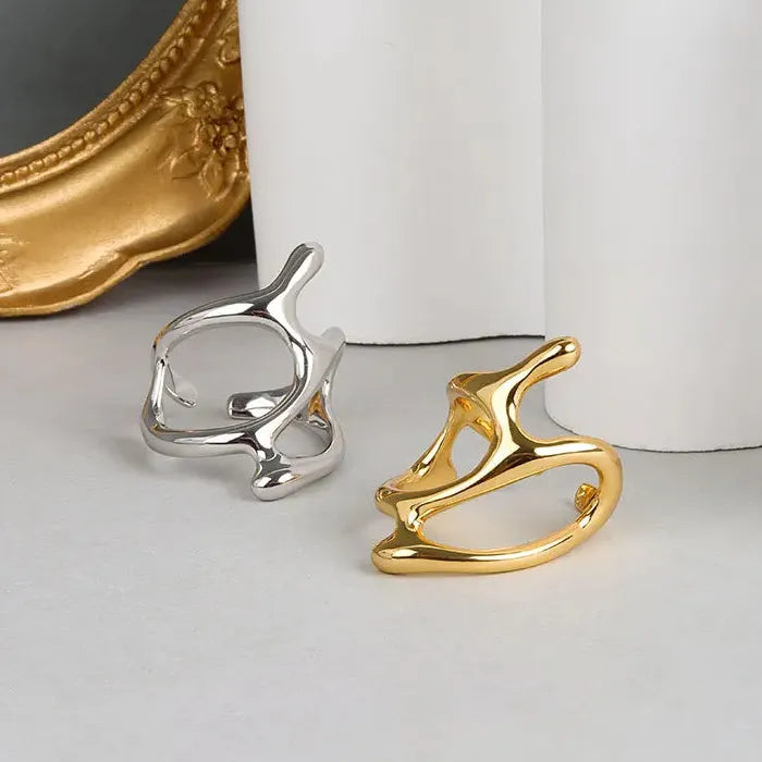 Adjustable Silver Geometric Vintage Punk Ring for Women Party Jewelry