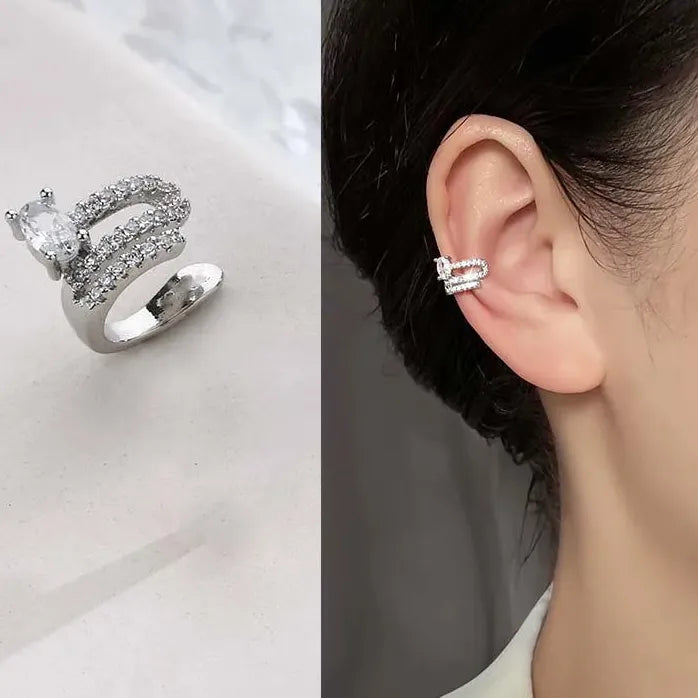 Unique Asymmetry Round Cartilage Metal Ear Clips Fake Piercing Gift Jewelry