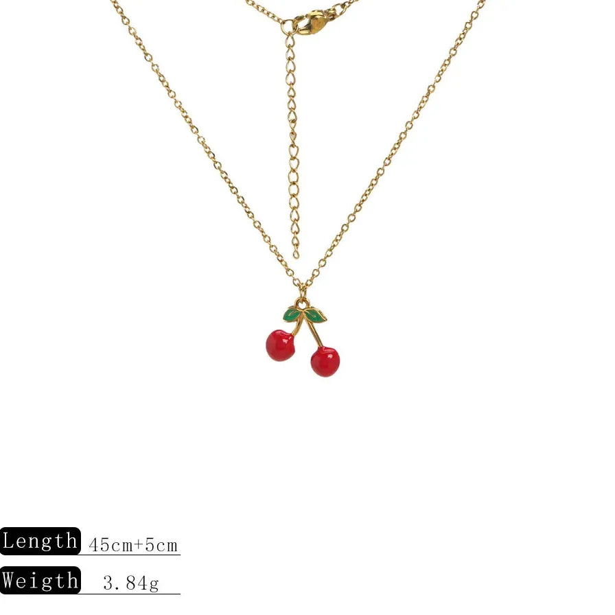 18k Gold Plated Stainless Steel Fruit Pendant Necklace Red Pepper Cherry Choker Necklace