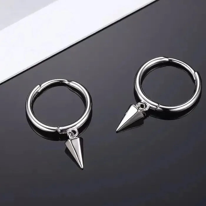 Korean Fashion Stainless Steel Long Pendant Awl Earrings Silver Men Women