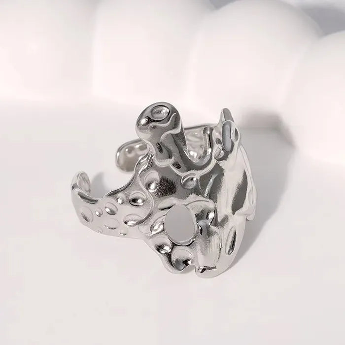 Adjustable Stainless Steel Star Cross Punk Y2K Ring for Women Gift Jewelry