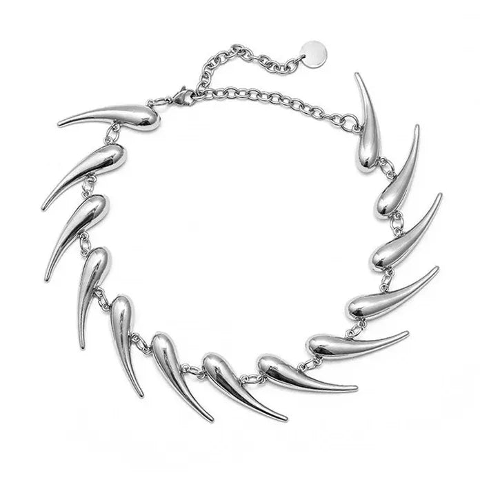 Stainless Steel Hiphop Punk Rivet Thorn Chain Circle Choker Necklace Men Women