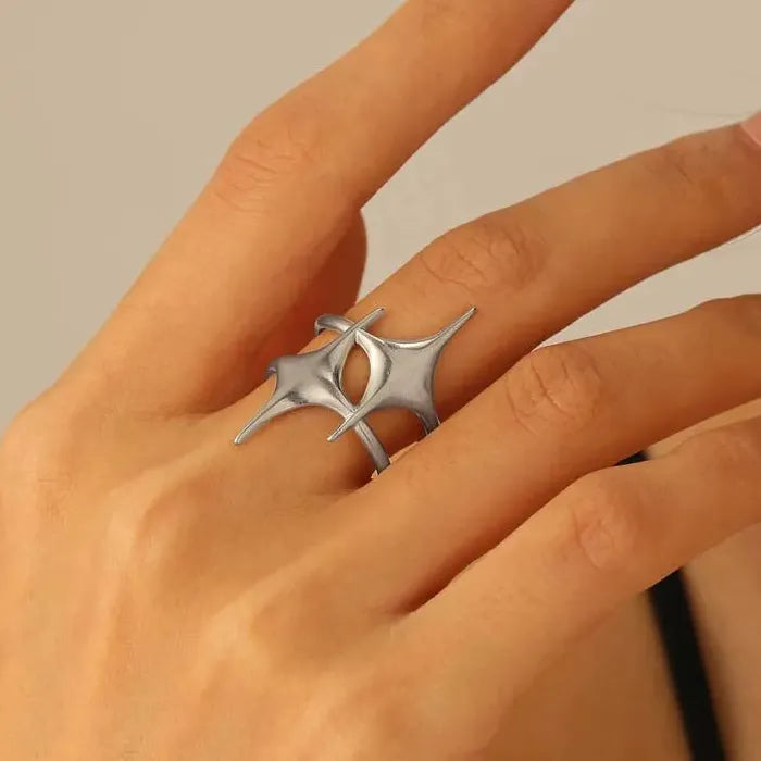 Adjustable Gold Star Stainless Steel Ring for Women Thin Fashion Jewelry