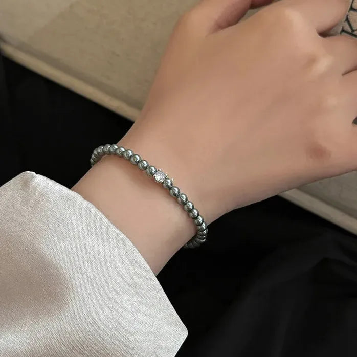 Romantic French Zircon Simulated Pearl Beaded Bracelet for Women Elegant Jewelry Gift