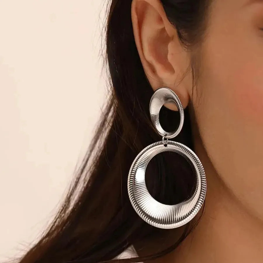 Vintage Gold Zinc Alloy Waterdrop Round Dangle Earrings for Women