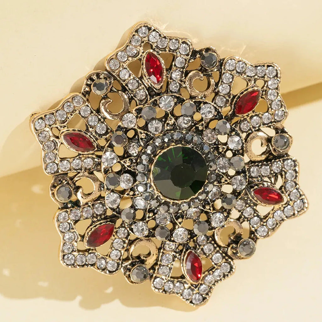 Vintage Style Rhinestone Flower Brooch Corsage Pin for Jackets & Scarves