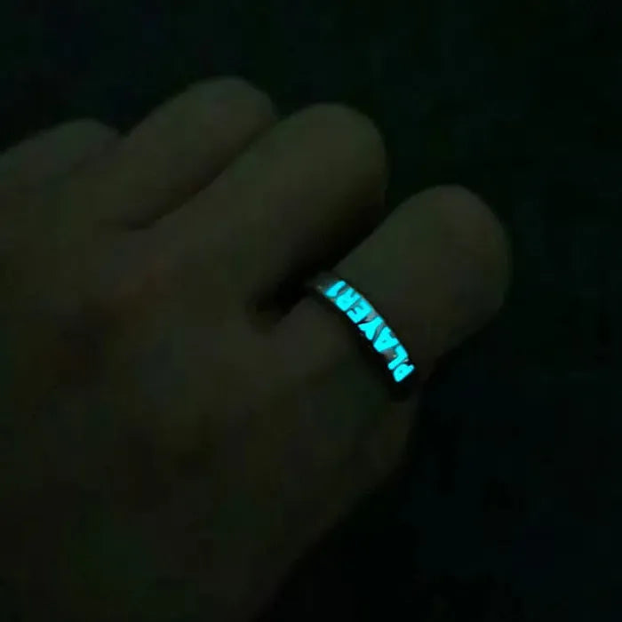 Adjustable Blue Heart Luminous Ring for Women Men Jewelry Gift Love Symbol
