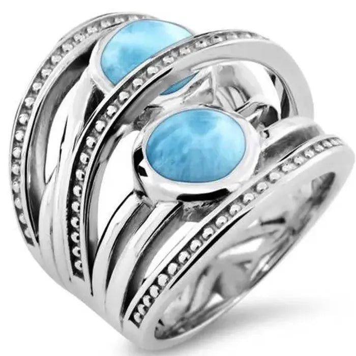 Vintage Bohemian Silver Zinc Alloy Synthetic Gemstone Ring Women’s Festival Jewelry