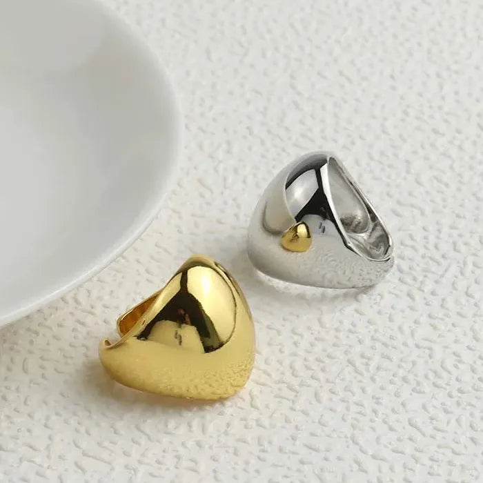 Big Oval Metal Open Rings Punk Gold Chunky Statement Jewelry Gift Women Men
