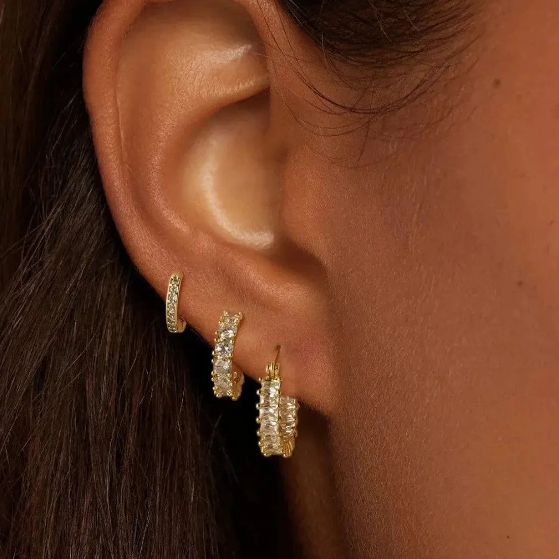 3Pcs Vintage Zircon Geometric Hoop Earrings for Women Classic Jewelry Gifts
