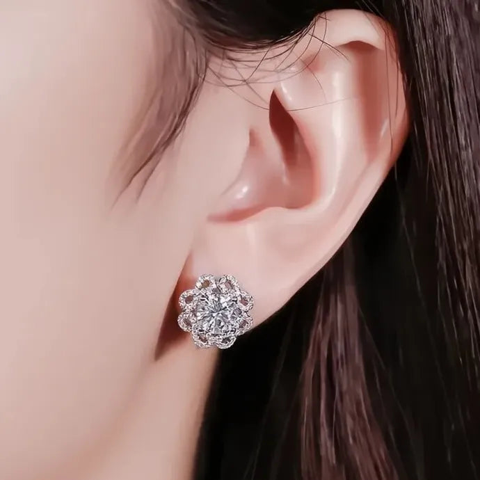 Geometric Cubic Zirconia Crystal Stud Earrings for Women Wedding Party Jewelry