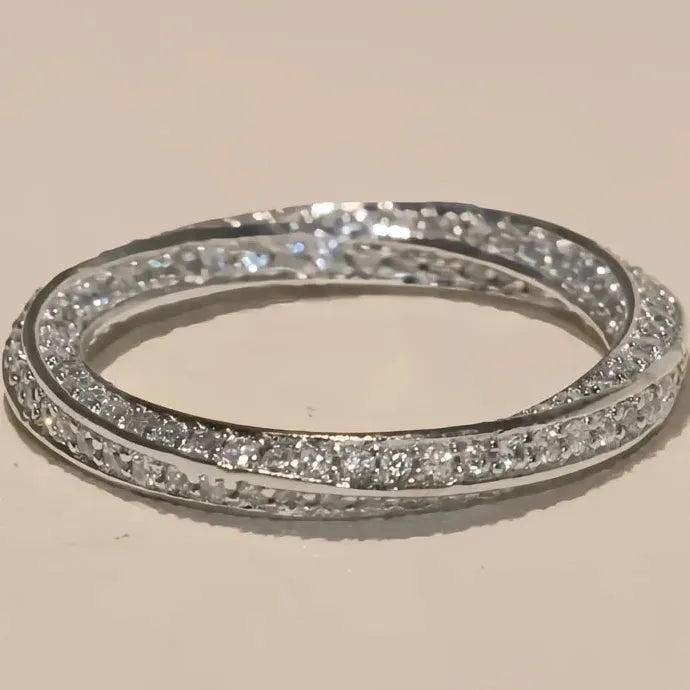 Elegant Twist Design Cubic Zirconia Brass Ring Wedding Party Jewelry for Women