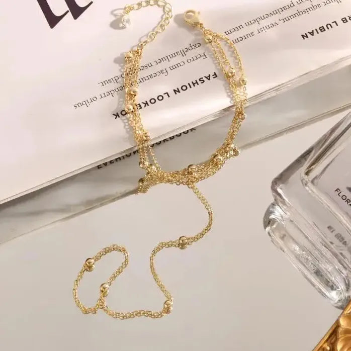 Multi-Layer Metal Beaded Bracelet for Women Gold Silver Fashion Jewelry