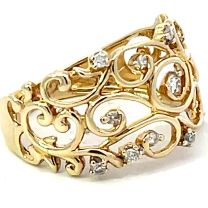 Vintage Gold Luxury Women's Wide Ring with Fine Imitation Crystal Jewelry Accessory