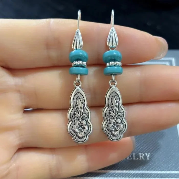 Vintage Bohemian Geometric Sapphire Drop Earrings Zinc Alloy Women's Jewelry