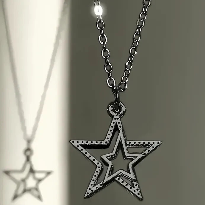 Double Star Pendant Necklace for Women Trendy Party Jewelry Charm