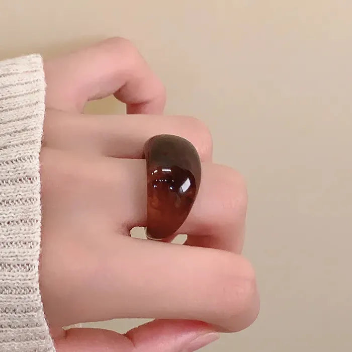 Vintage Brown Geometric Wide Rings Unisex Trendy Chunky Jewelry 2025