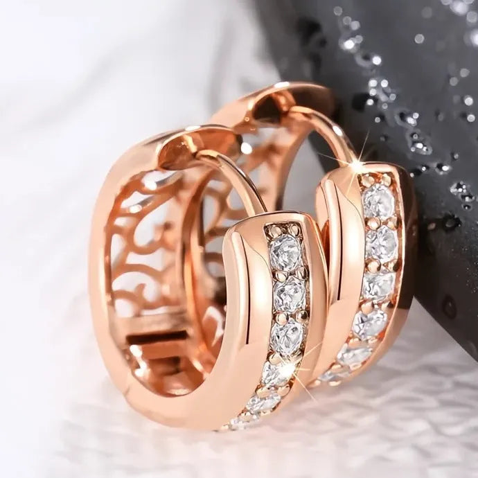 Women's Geometric CZ Copper Alloy Hoop Earrings Hollow Pattern Jewelry Party