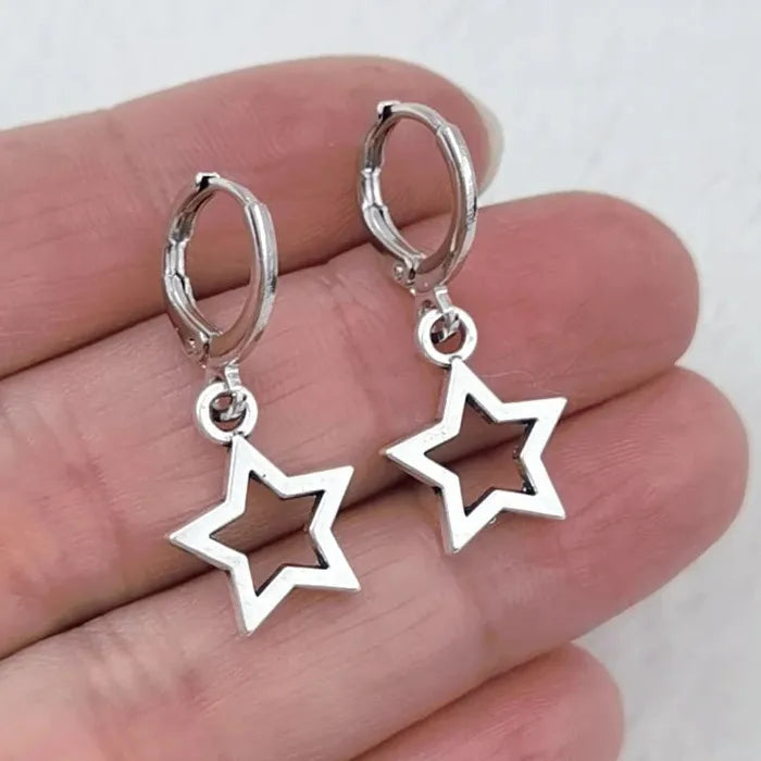 Creative Mini Star Hoop Earrings Zinc Alloy Jewelry Gifts for Women