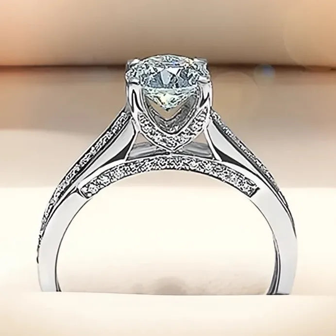 Women's Geometric Wedding Ring with AAA Cubic Zirconia Stones