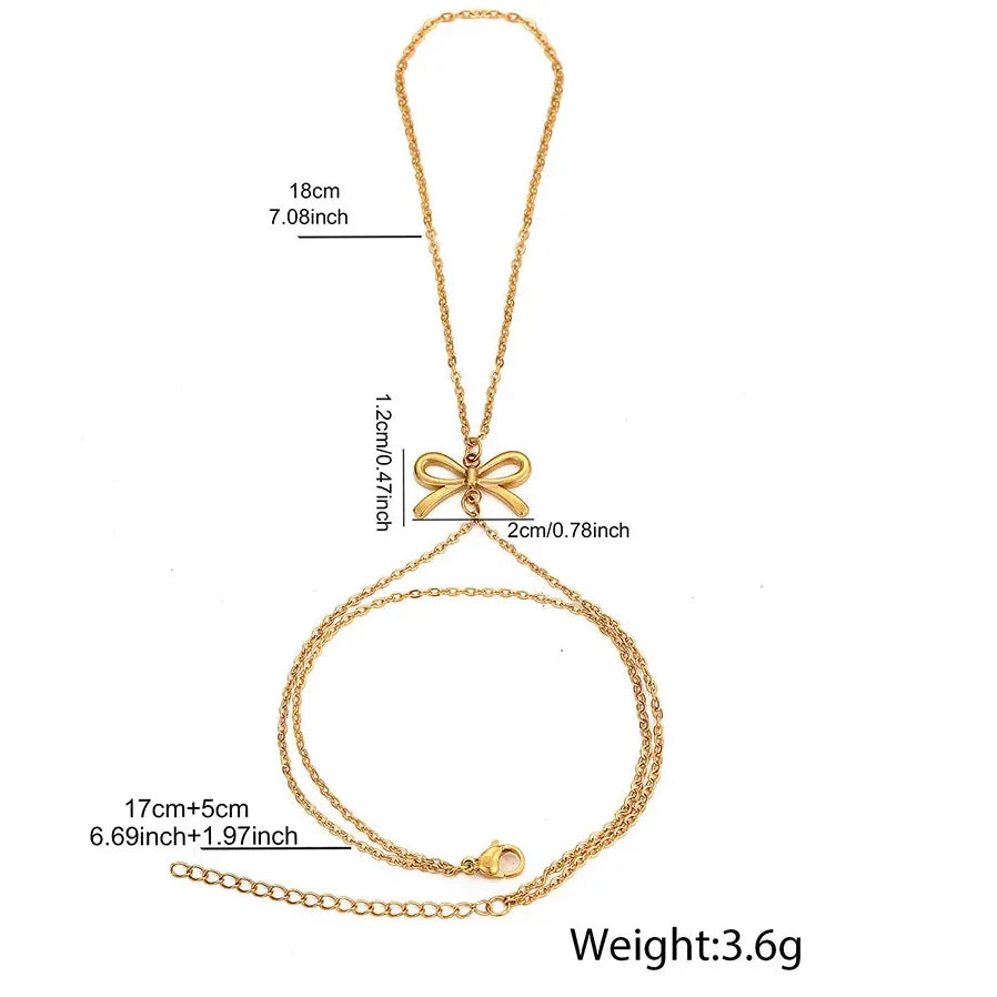 Stainless Steel Double-Layer Bowknot Bracelet for Women Vintage Jewelry