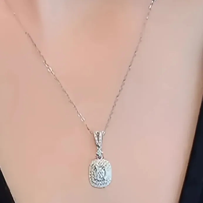 Elegant Trendy Silver Lady Necklace with CZ Geometric Pendant for Party