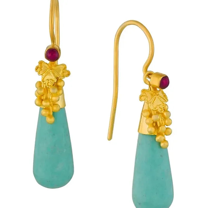 Waterdrop Green Stone Dangle Earrings for Women Gold Color Zinc Alloy Jewelry