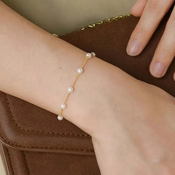Elegant Retro White Imitation Pearl Double Layer Bracelet for Women Jewelry Gift