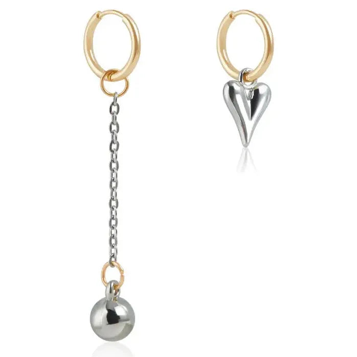 Asymmetry Heart-Shaped Pendant Earrings for Women Men Vintage Jewelry