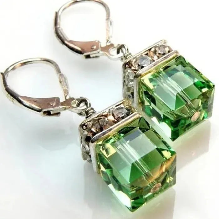 Silver Drop Earrings for Women Blue Pink White Purple Crystal Zircon Jewelry
