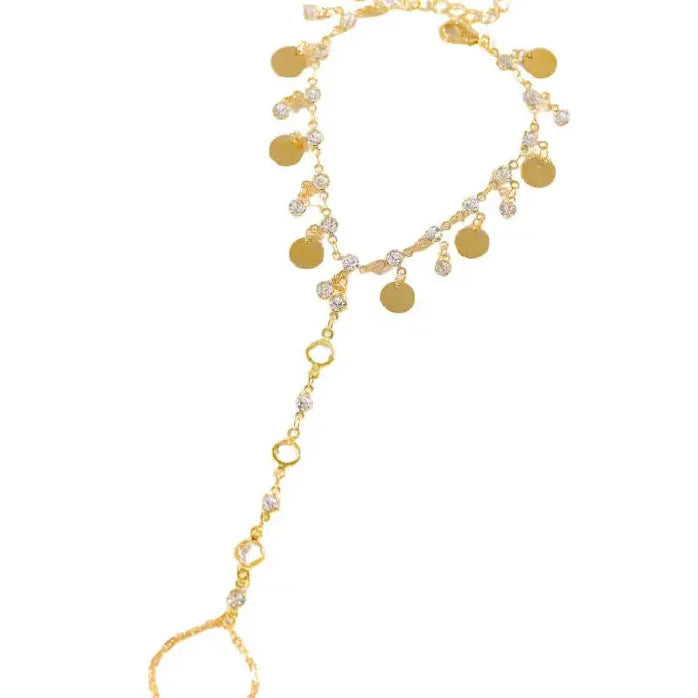 Imitation Zircon Sequin Tassel Beaded Chain Bracelet for Women Jewelry Gift