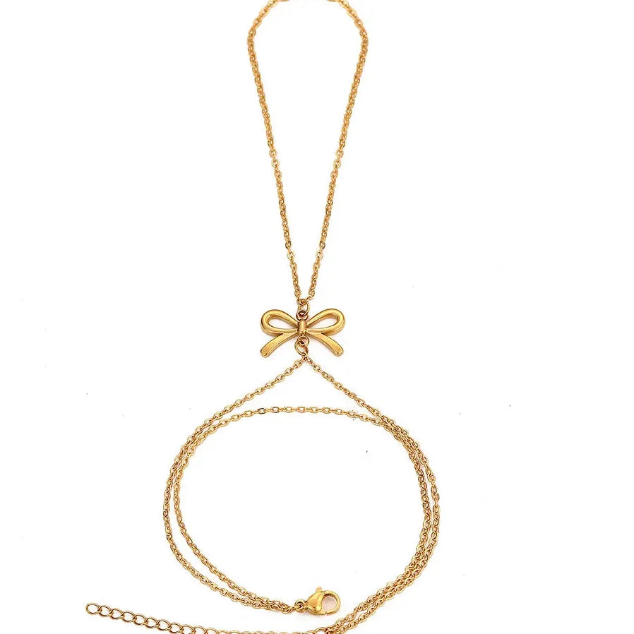 Stainless Steel Double-Layer Bowknot Bracelet for Women Vintage Jewelry