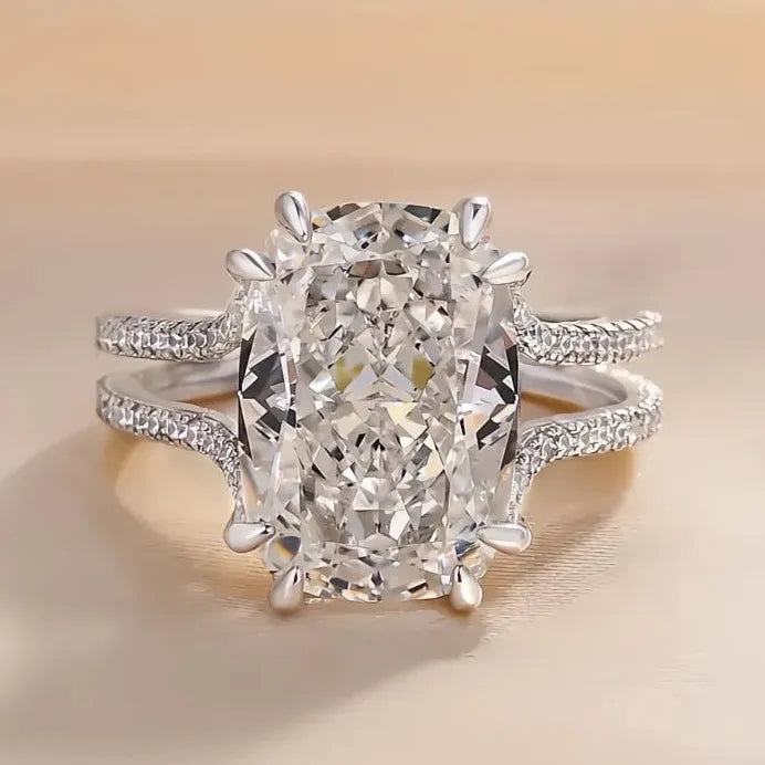 Elegant Big Crystal Cubic Zirconia Geometric Wedding Engagement Ring for Women