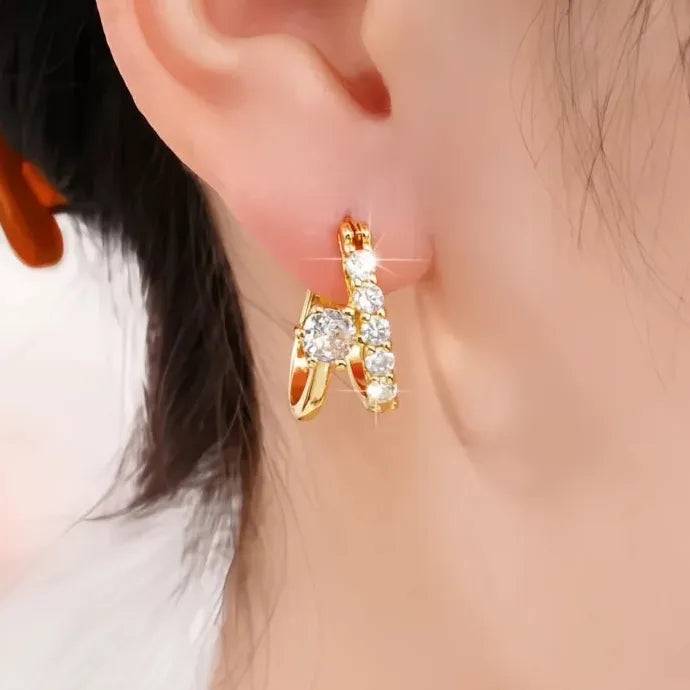Gold Cross Hoop Earrings for Women Trendy Geometric Copper Alloy Jewelry