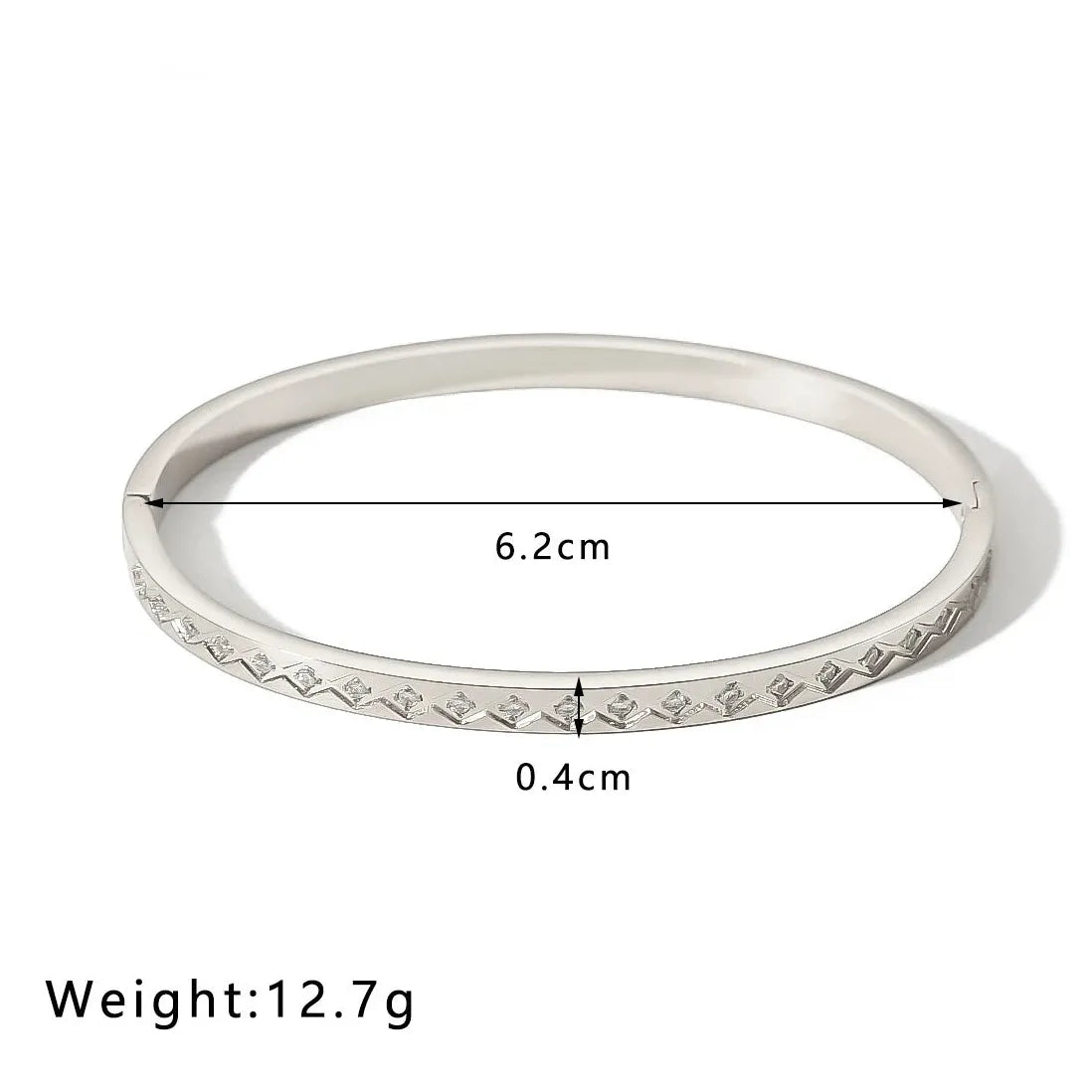 18K Gold Plated Stainless Steel Geometric Cubic Zirconia Bangle Bracelet Women