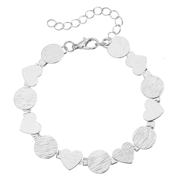 Heart and Geometric Zinc Alloy Necklace Bracelet Earrings Set for Women