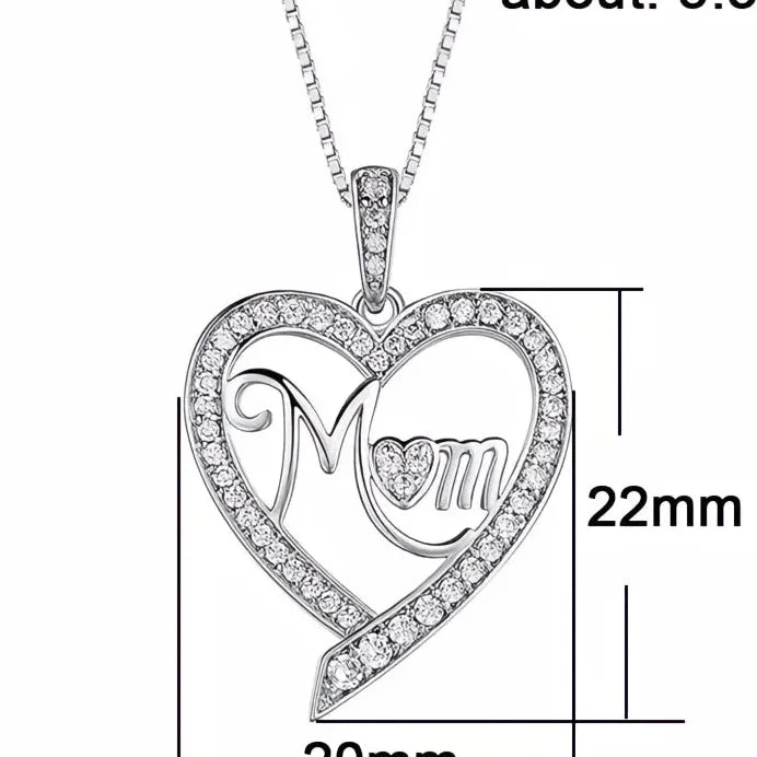 Romantic Heart Shaped CZ Pendant Necklace Elegant Gift for Mom Party